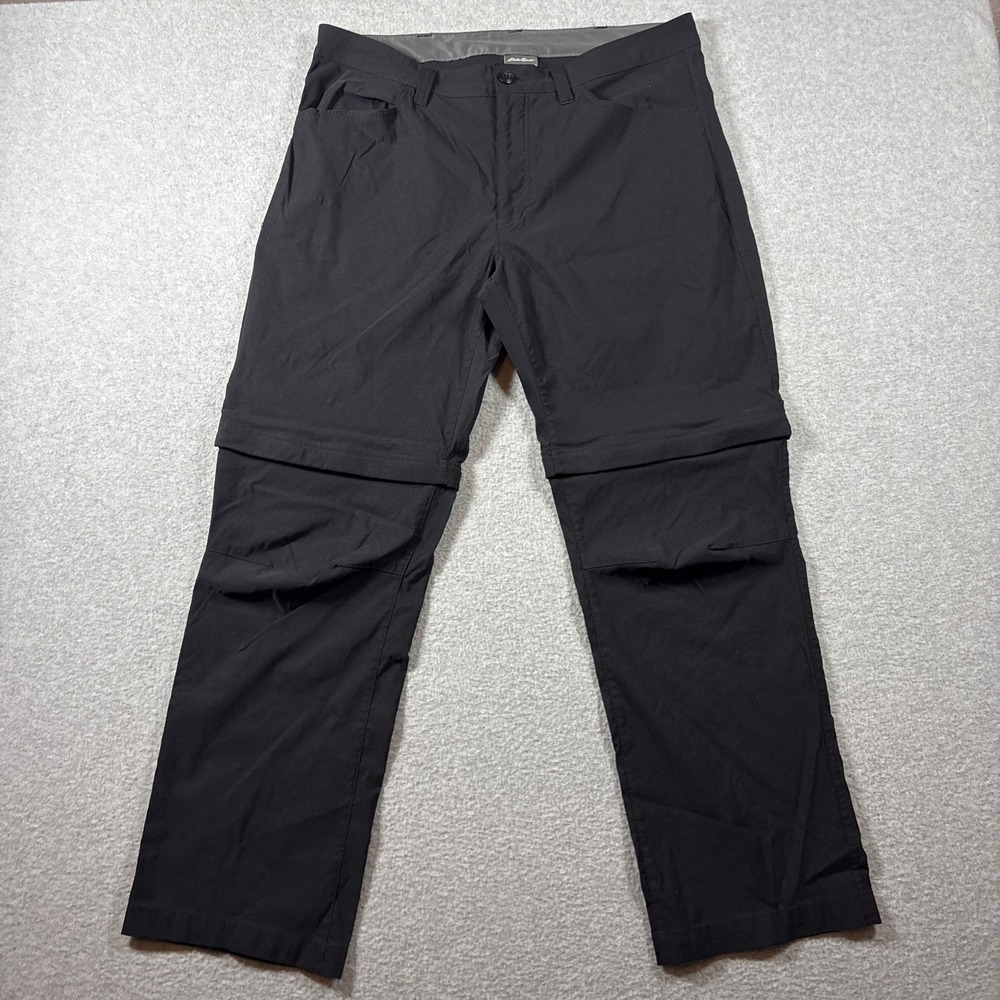 Eddie Bauer Men's Black Convertible Performance Pants 36x30 Nylon Hiking Outdoor